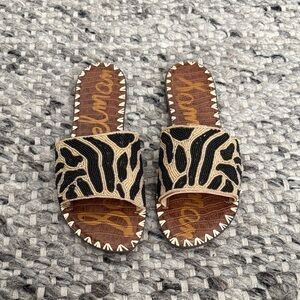 Sam Edelman Black and Tan Patterned Sandals